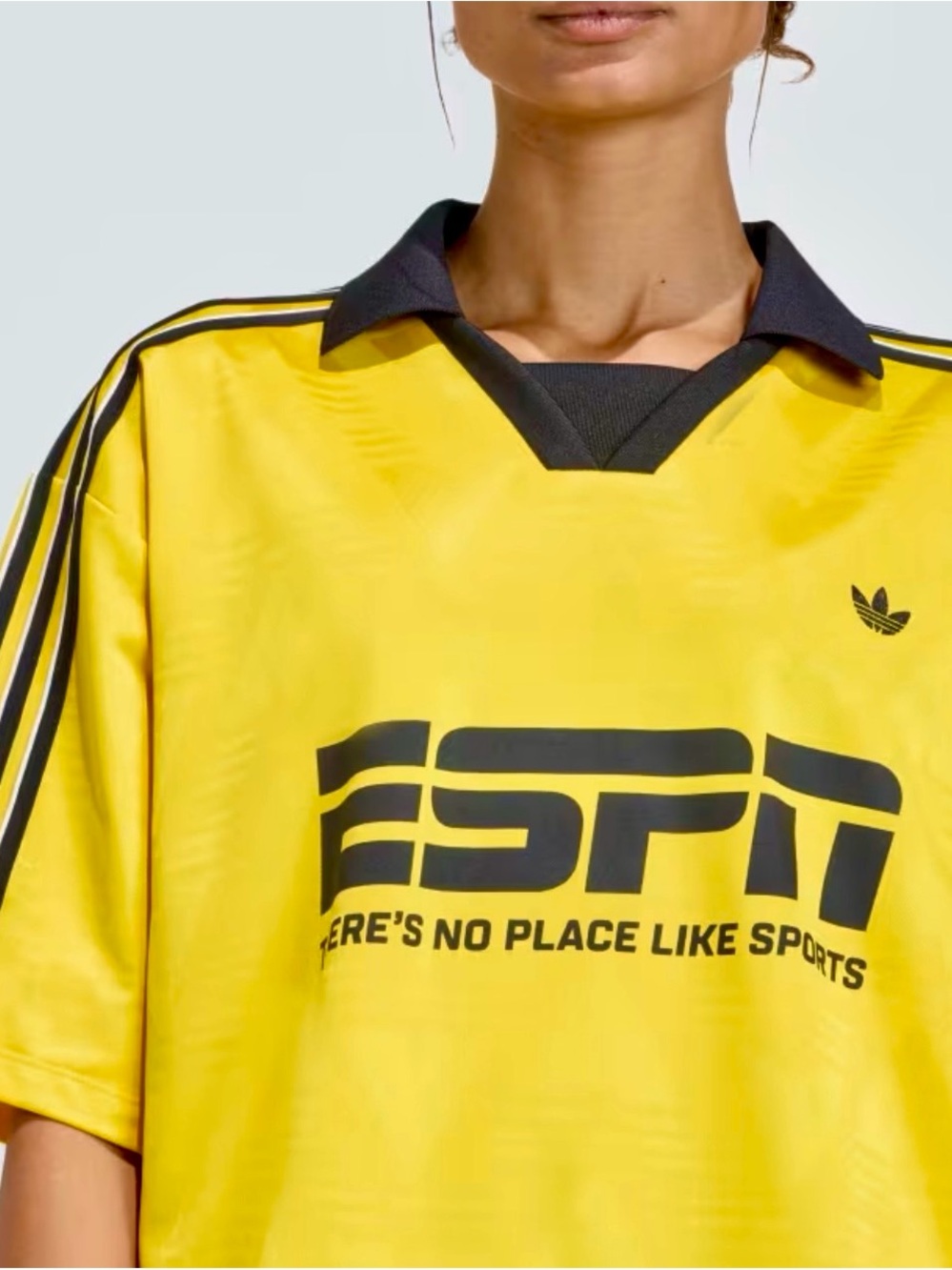 adidas FOOTBALL JERSEY SPONSOR Yellow and Black ESPN Graphic Soccer Jersey - Picture 2 of 8